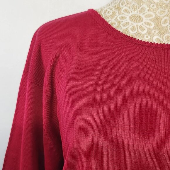 August Silk Women's Size Large Fuchsia Round Neck Silk Pullover Sweater Career - Picture 4 of 13